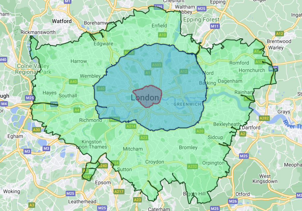 map of london ultra low emission zone (ULEZ) and expansion