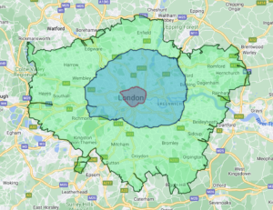 map of london ultra low emission zone (ULEZ) and expansion