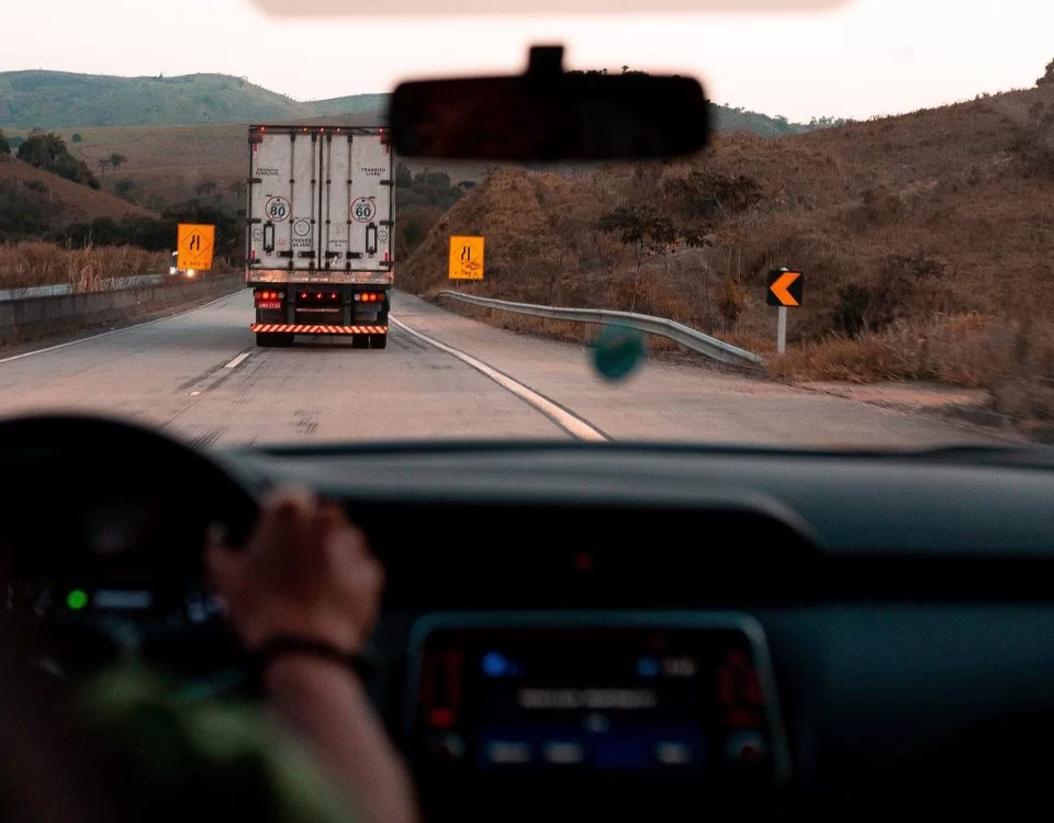 Vehicle behind a truck