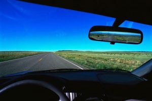 Perspective out of a rear view mirror